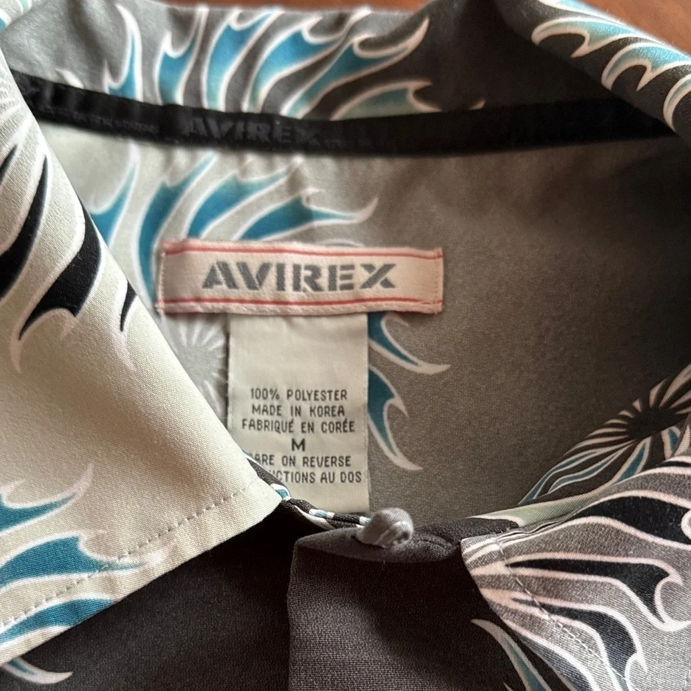 Avirex *rare* 90s Gray and Teal Swirl Design Shirt - medium for men - Picture 8 of 8